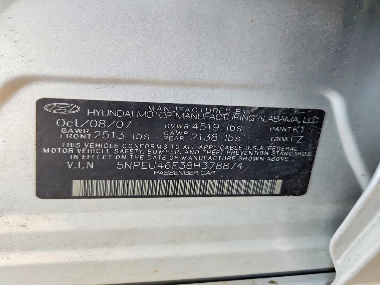 2008 HYUNDAI SONATA SE V6 photo 34