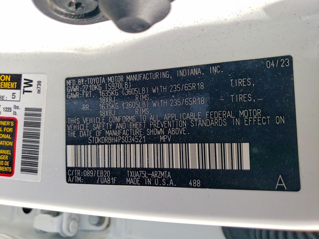 2023 TOYOTA HIGHLANDER XLE photo 27