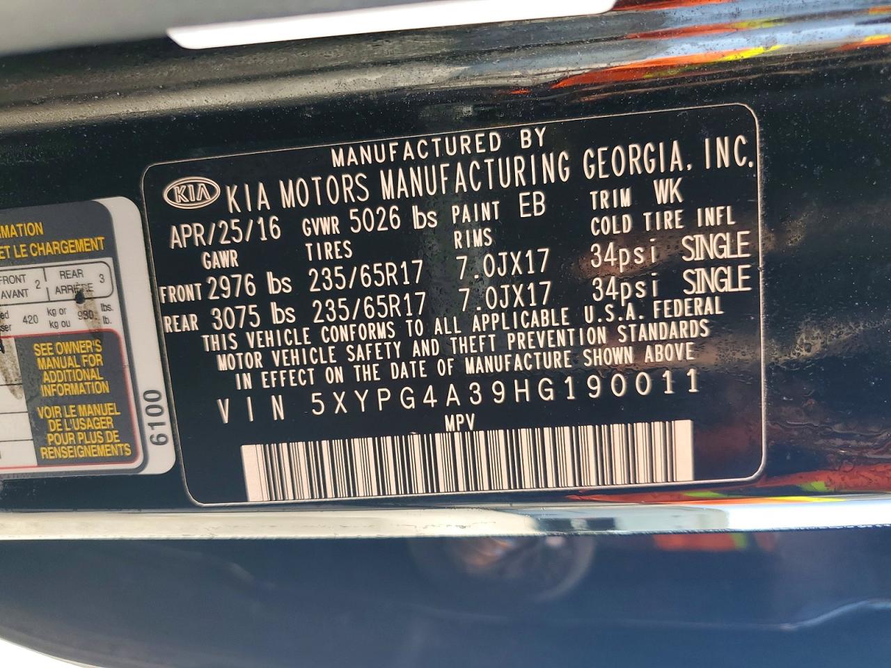 2017 KIA SORENTO LX photo 37