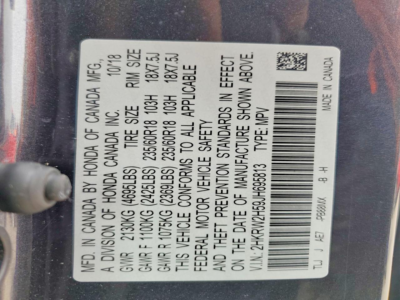 2018 HONDA CR-V EX photo 13