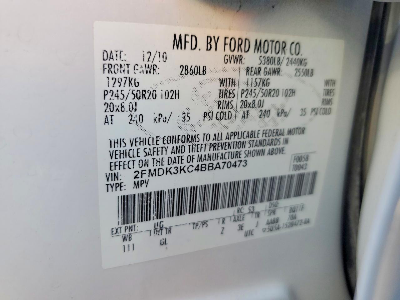 2011 FORD EDGE LIMITED photo 40
