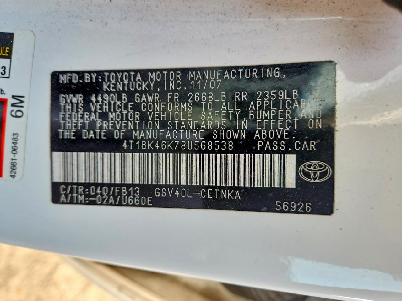 2008 TOYOTA CAMRY LE V6 photo 23