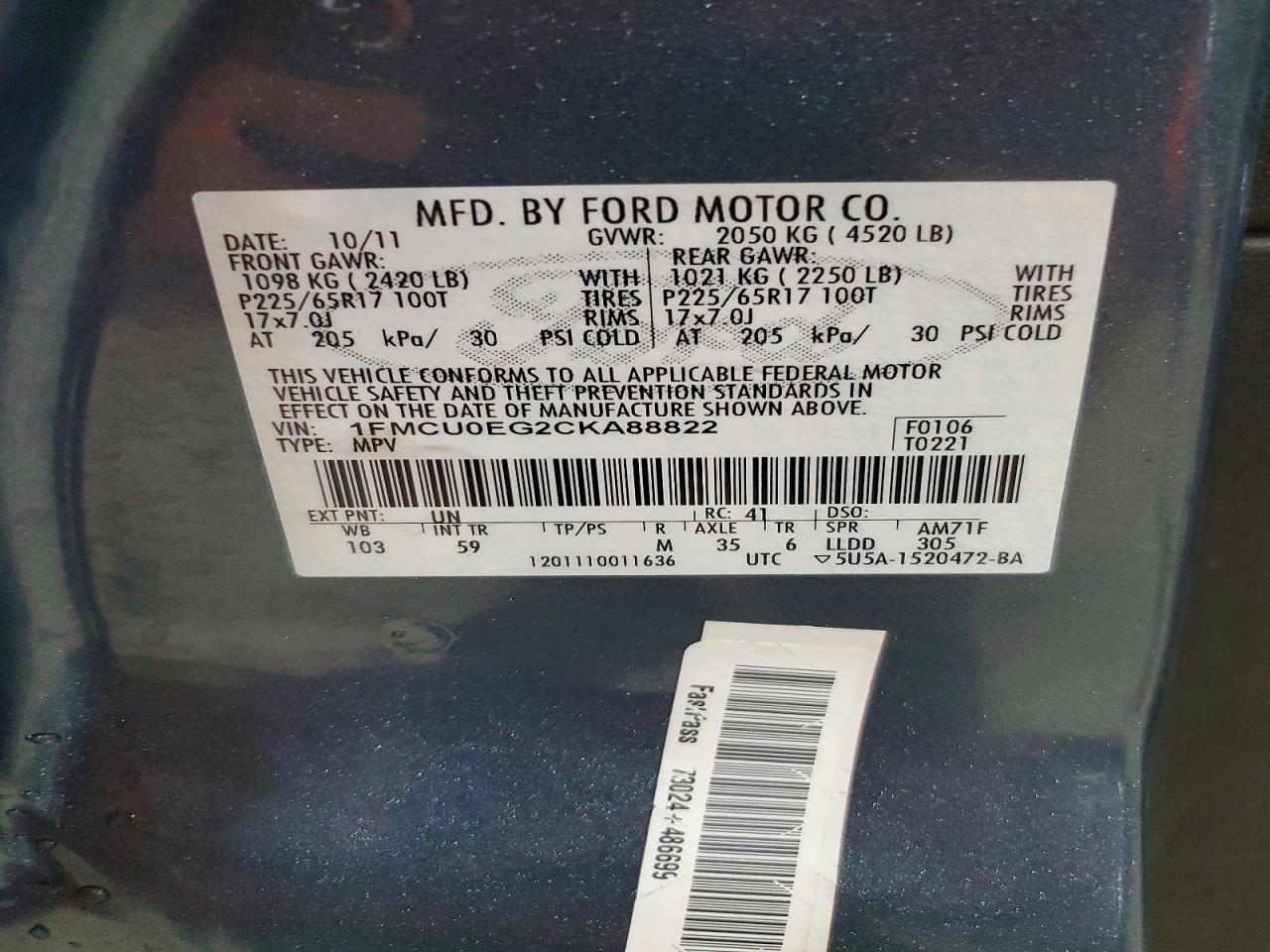 2012 FORD ESCAPE LIMITED photo 25
