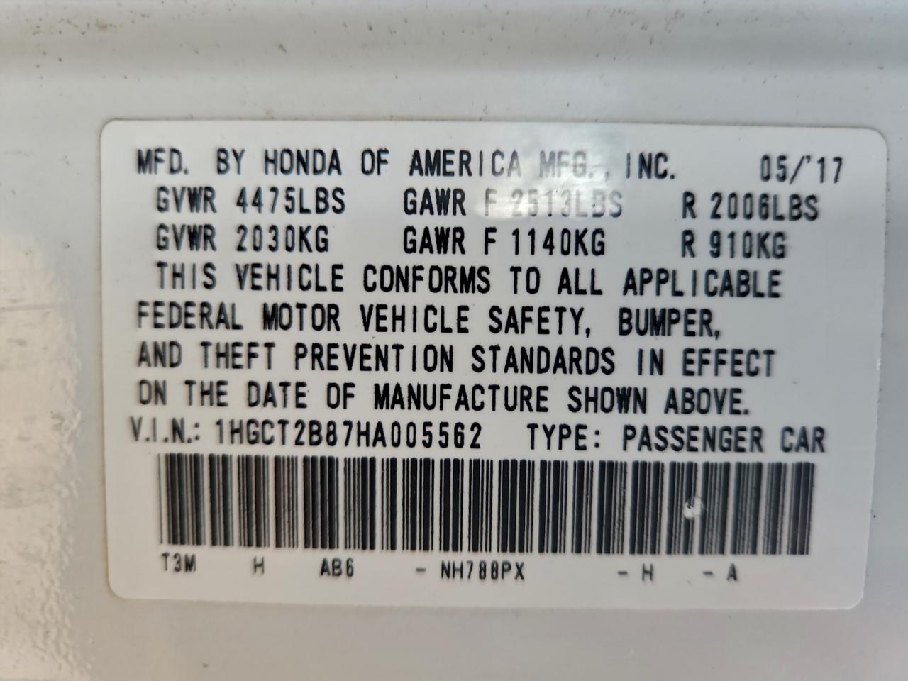 2017 HONDA ACCORD EXL photo 25