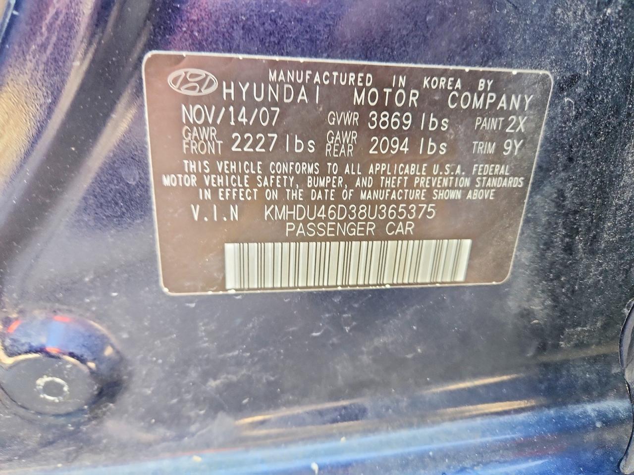 2008 HYUNDAI ELANTRA GLS photo 23