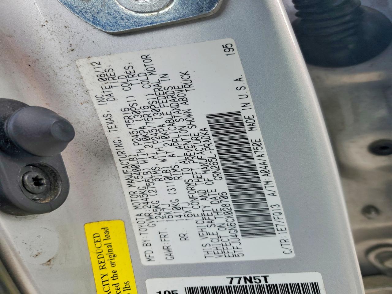 2012 TOYOTA TACOMA PRERUNNER V6 photo 23