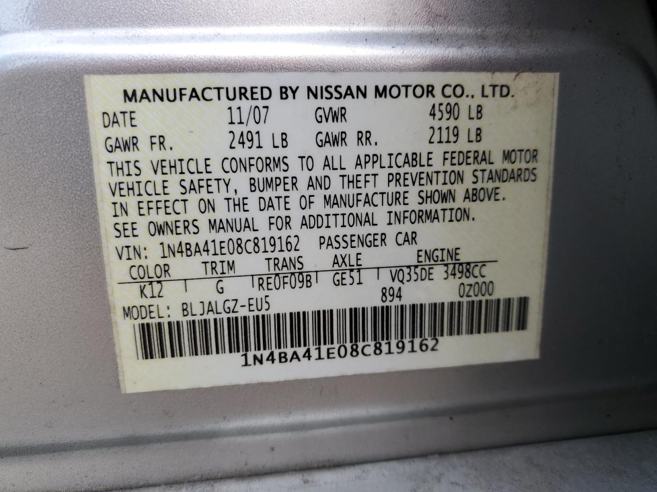2008 NISSAN MAXIMA 3.5 SE photo 37