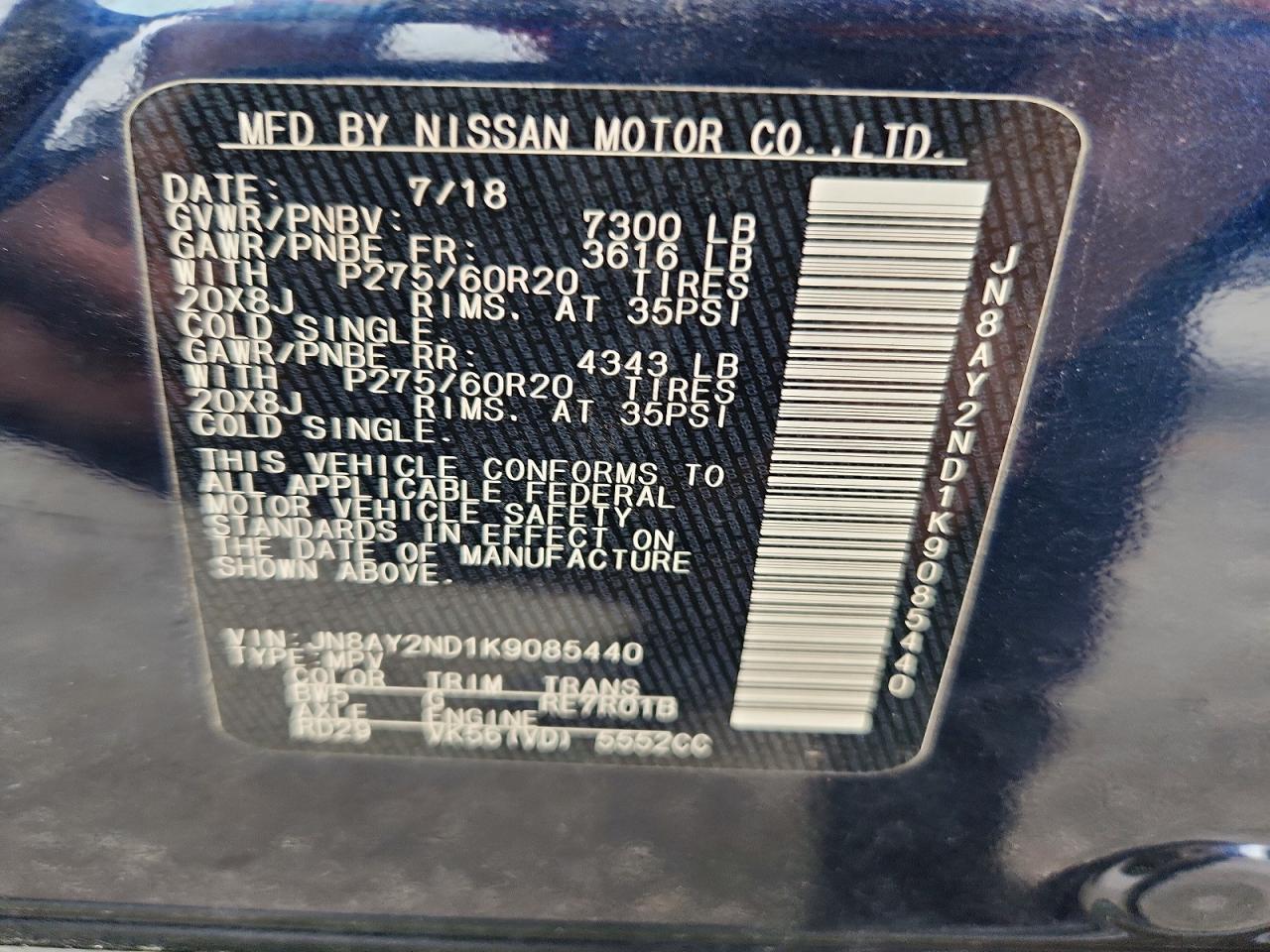 2019 NISSAN ARMADA SL photo 37