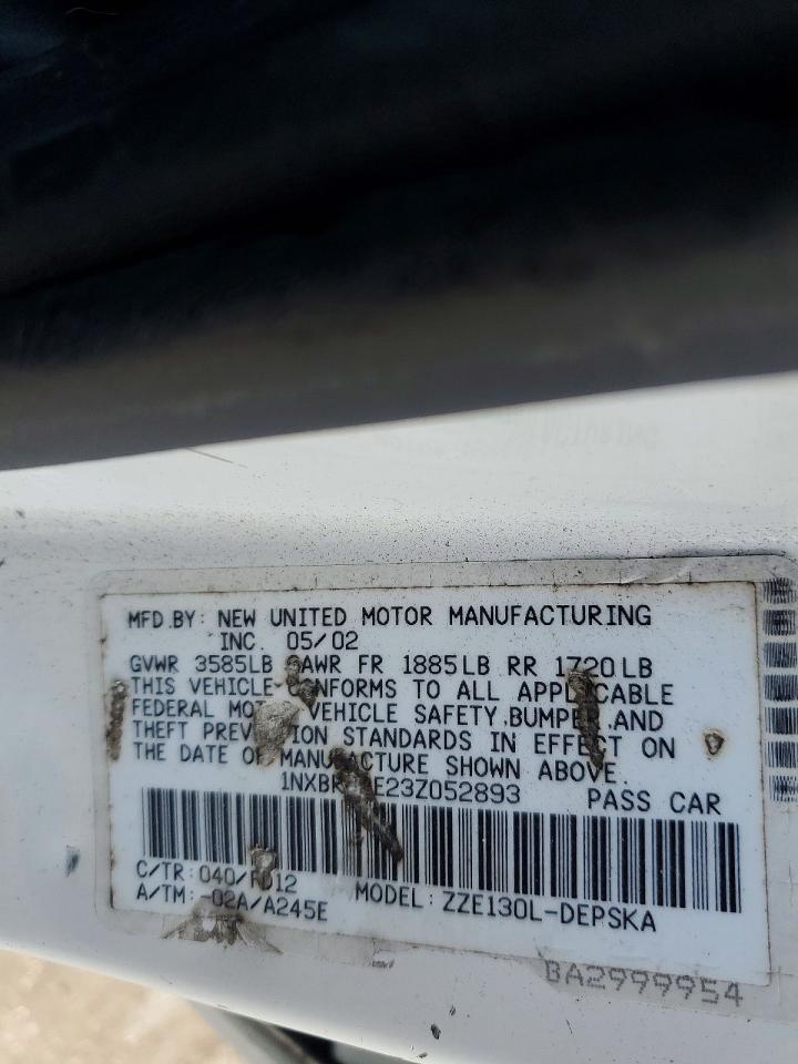 2003 TOYOTA COROLLA S photo 34