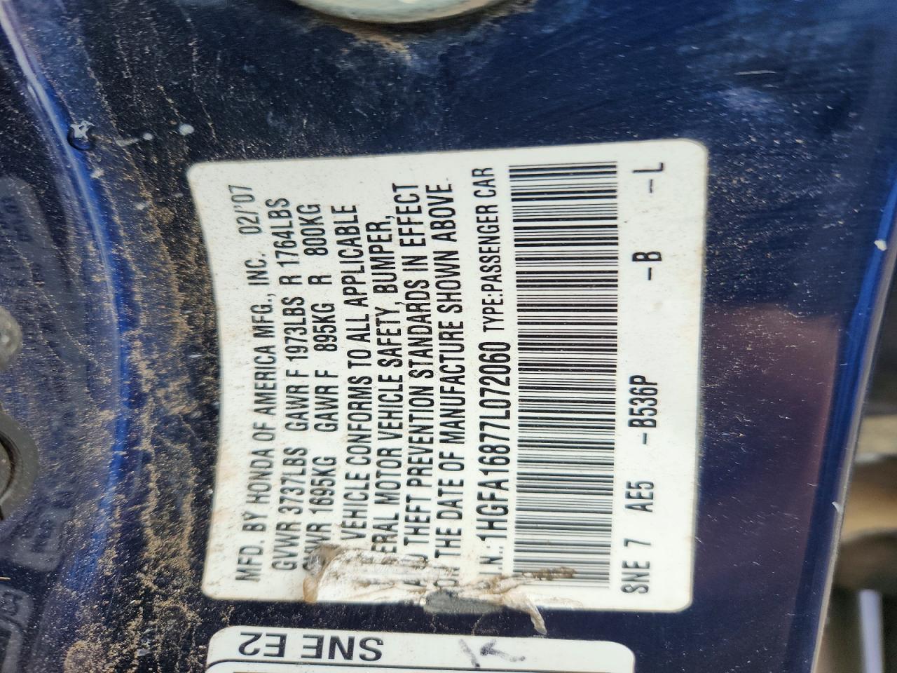2007 HONDA CIVIC EX photo 12