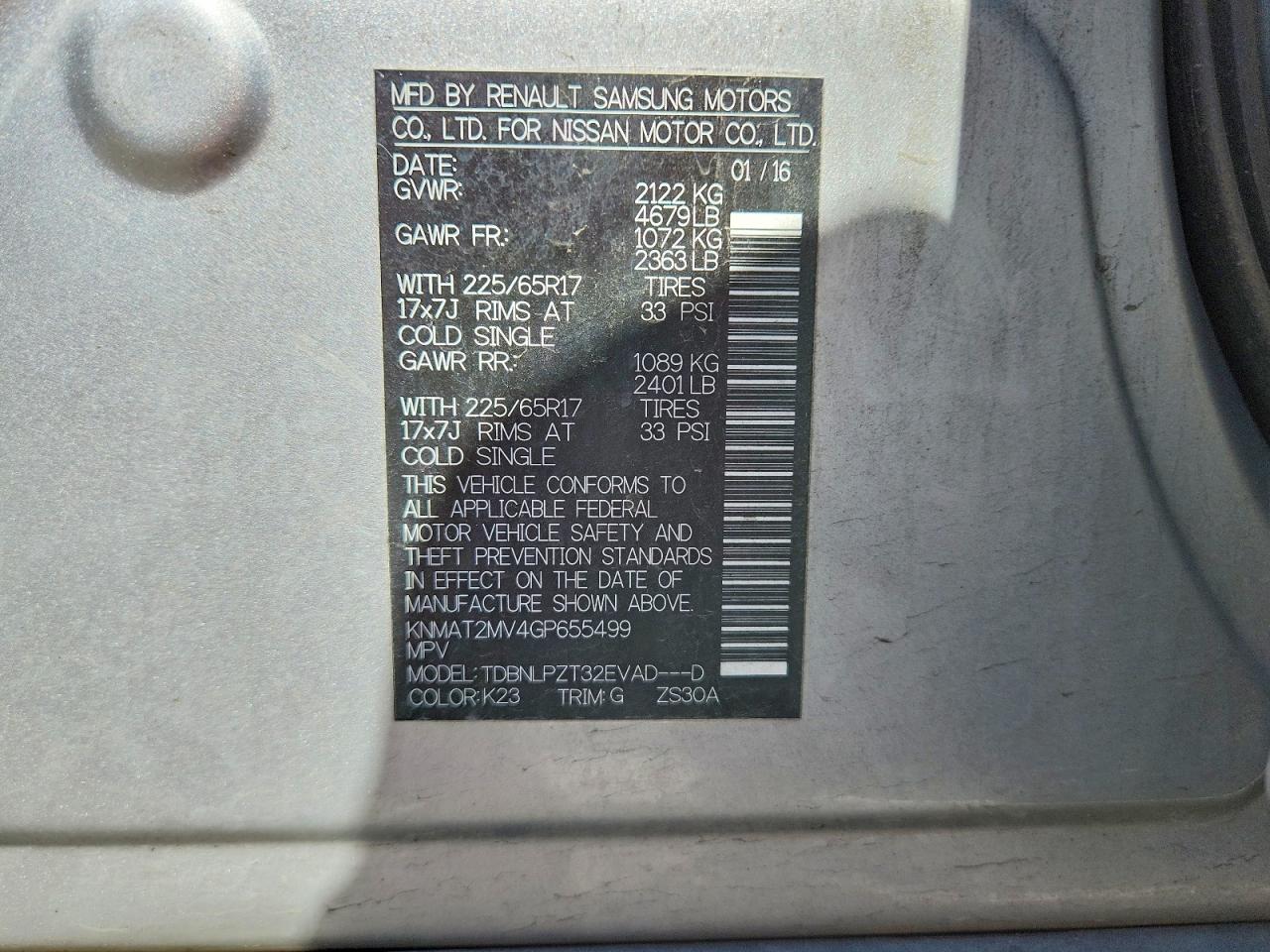 2016 NISSAN ROGUE S photo 12