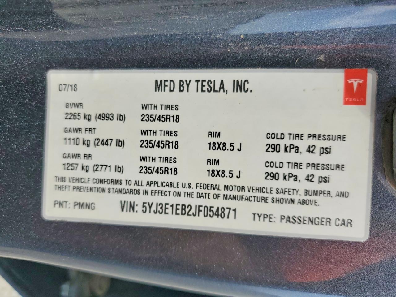 2018 TESLA MODEL 3 photo 23