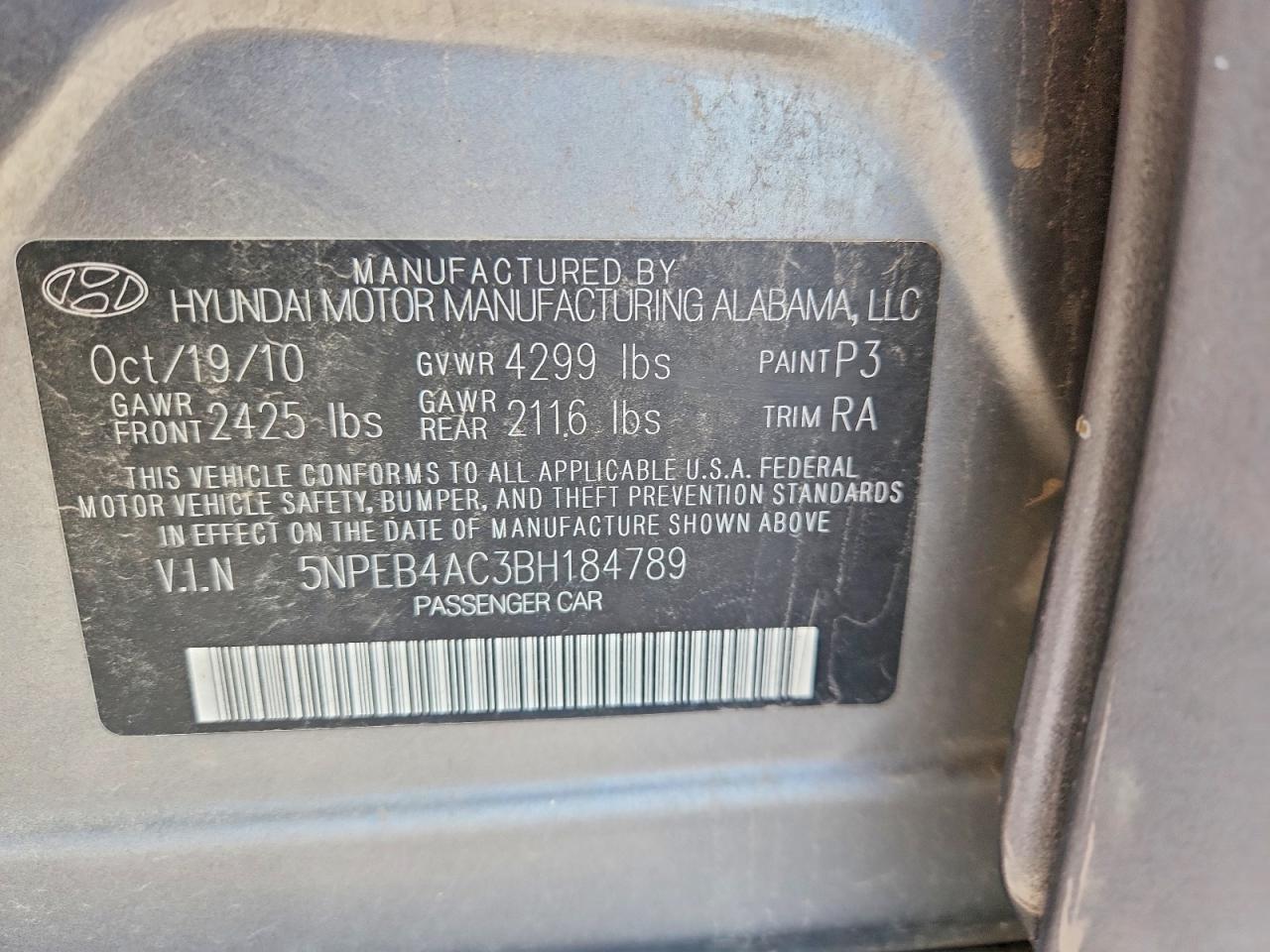 2011 HYUNDAI SONATA GLS photo 37