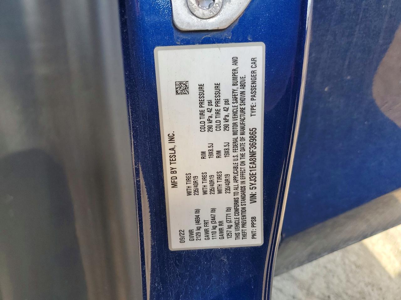 2022 TESLA MODEL 3 photo 12