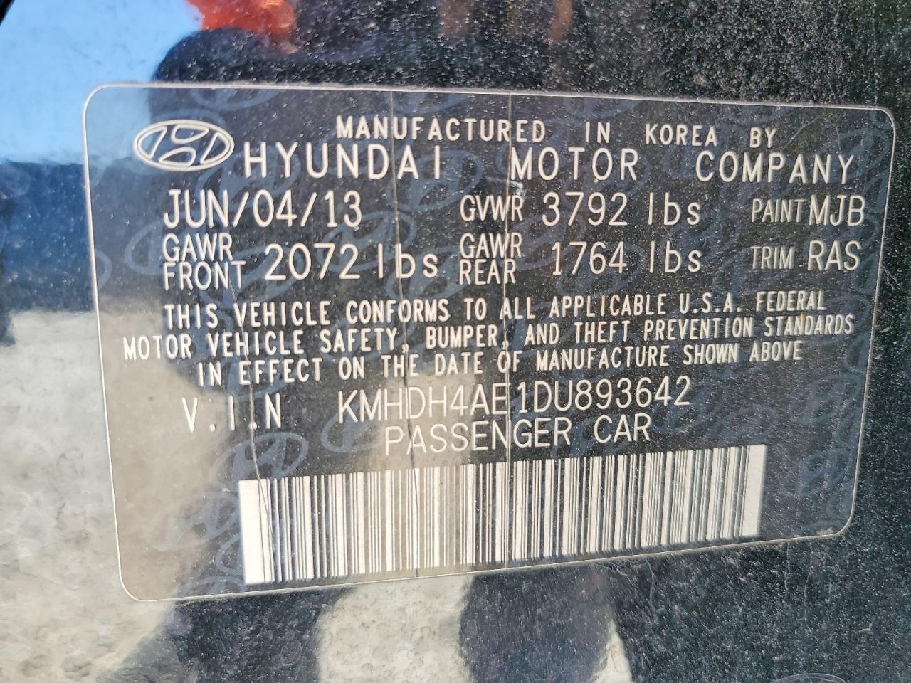2013 HYUNDAI ELANTRA GLS photo 12