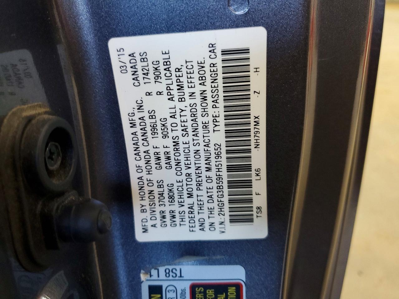 2015 HONDA CIVIC LX photo 23