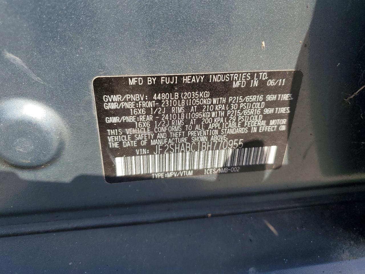 2011 SUBARU FORESTER 2.5X photo 25