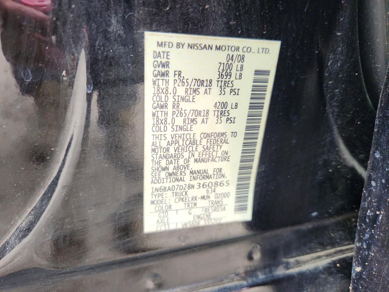 2008 NISSAN TITAN XE FFV photo 25