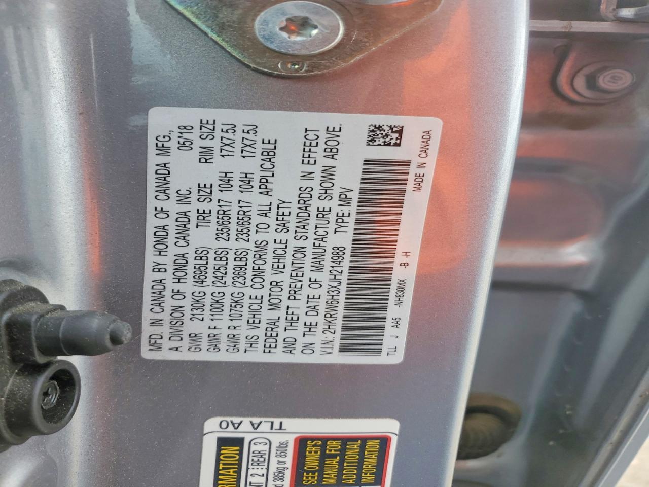 2018 HONDA CR-V LX photo 25