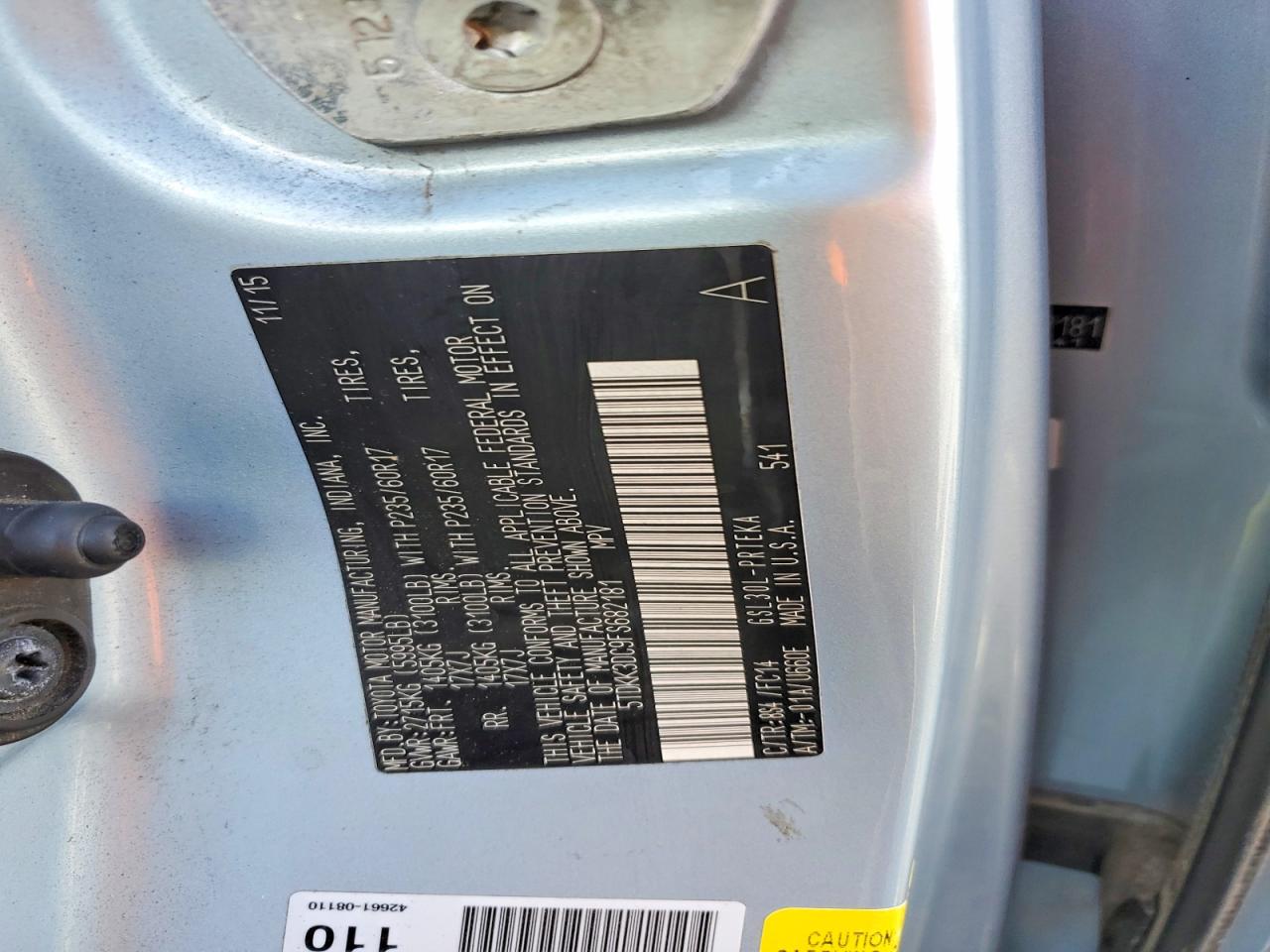 2015 TOYOTA SIENNA LE 8-PASSENGER photo 37
