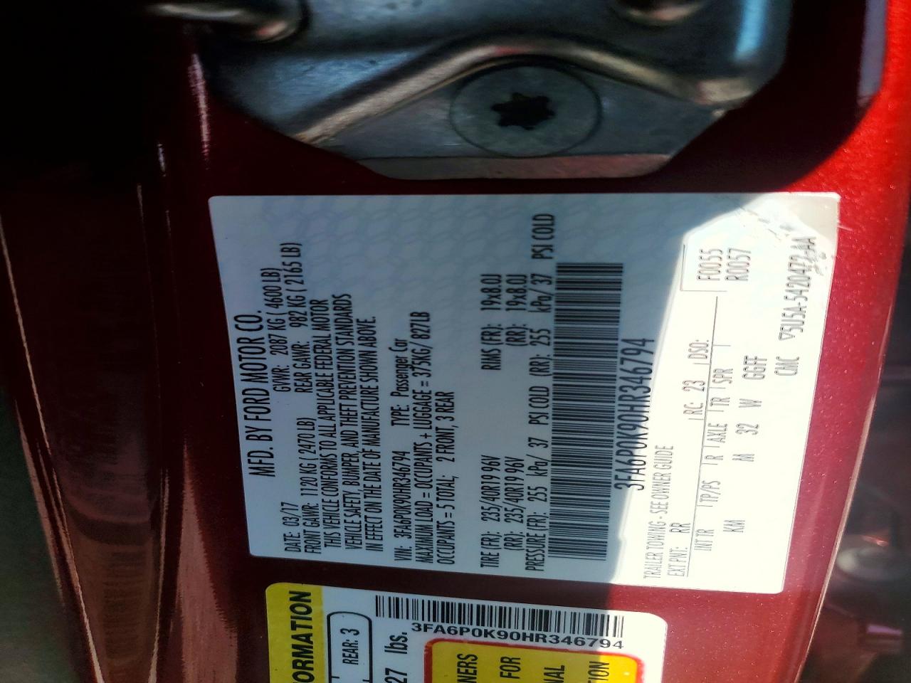 2017 FORD FUSION TITANIUM photo 34