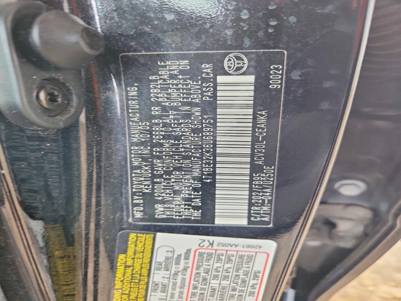 2006 TOYOTA CAMRY LE photo 12