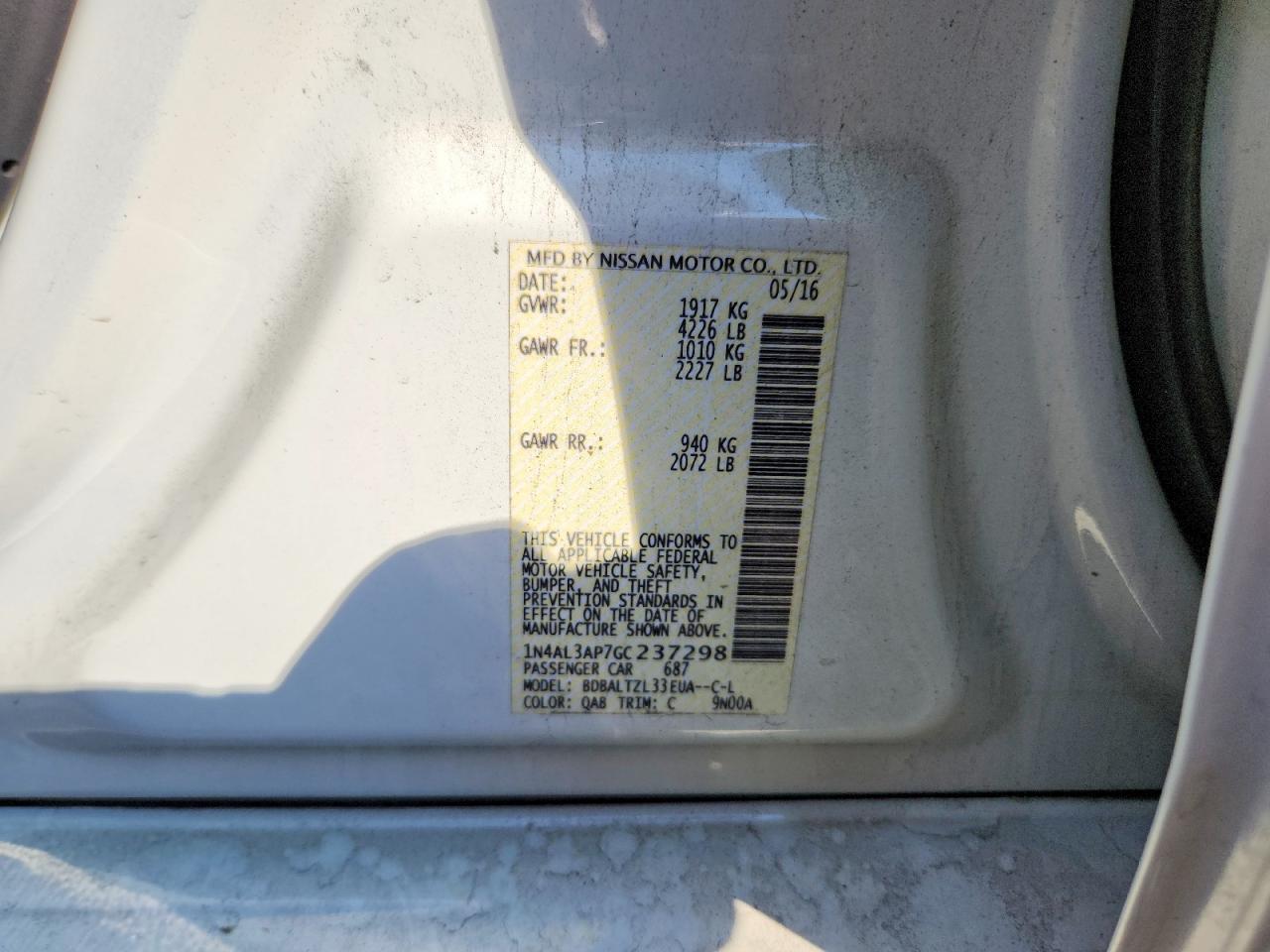 2016 NISSAN ALTIMA 2.5 SL photo 12