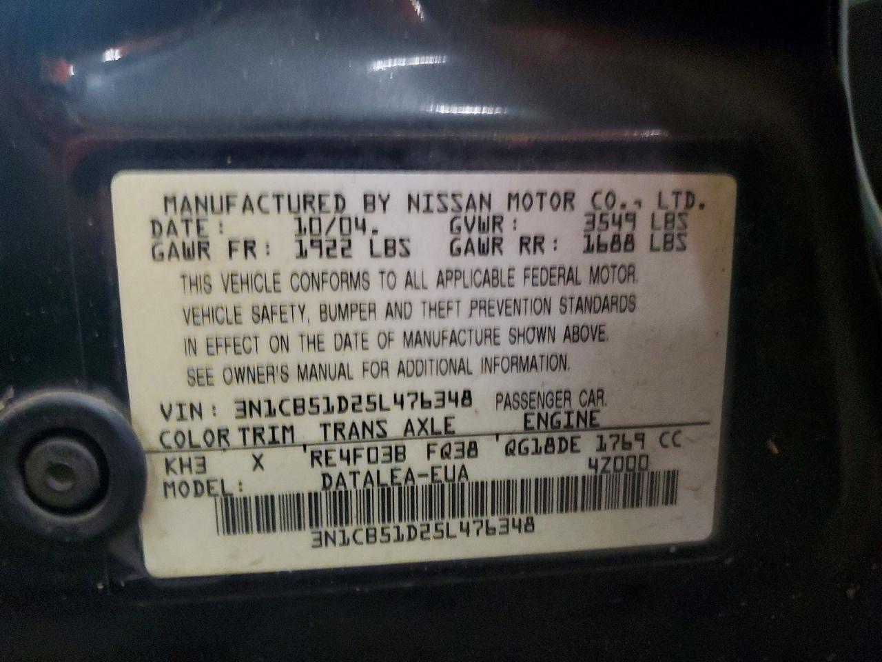 2005 NISSAN SENTRA 1.8 photo 13