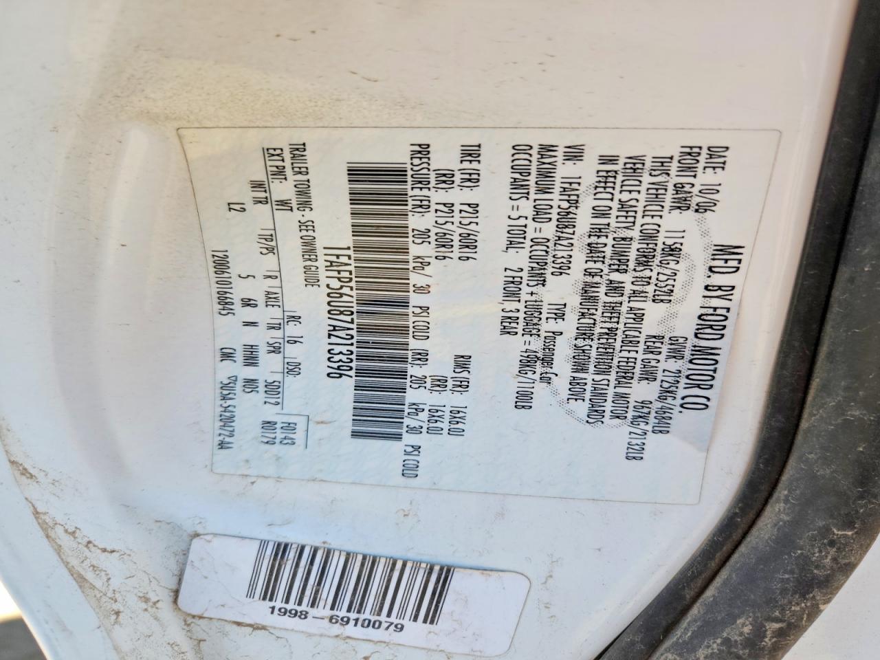 2007 FORD TAURUS SEL photo 23