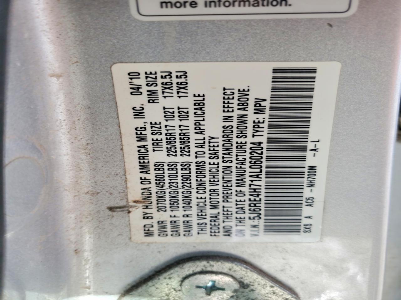 2010 HONDA CR-V EXL photo 37