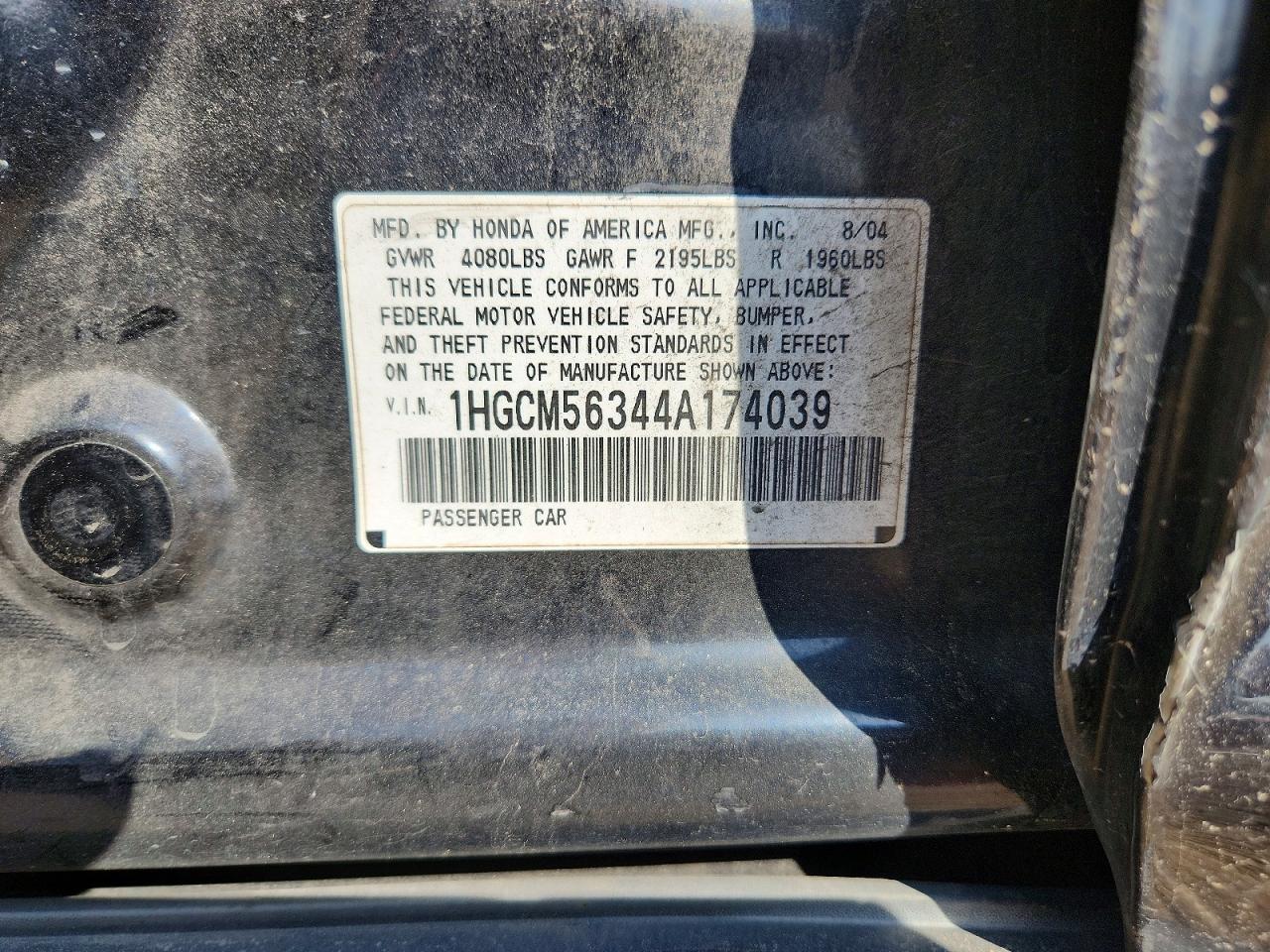 2004 HONDA ACCORD LX photo 34