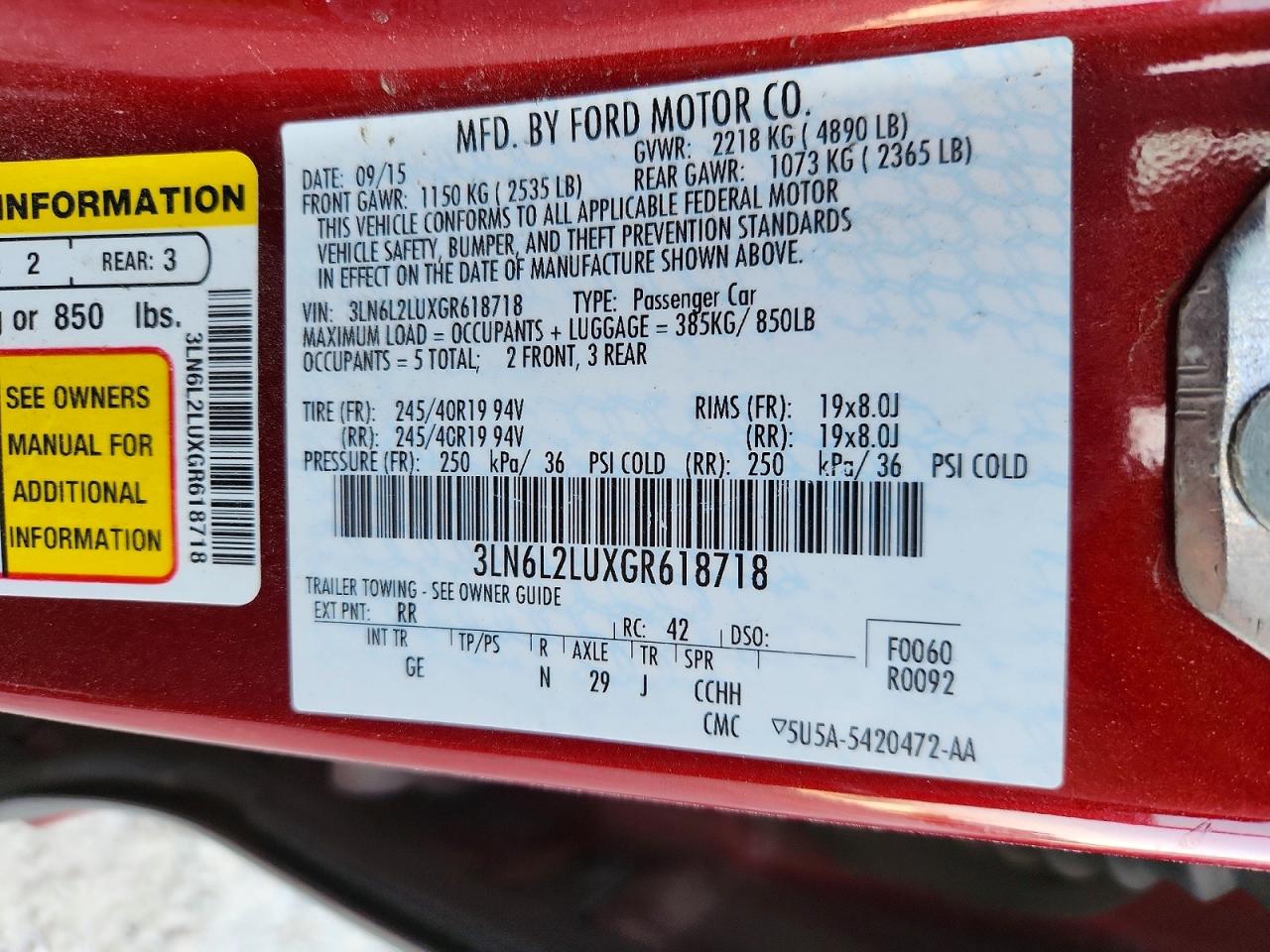 2016 LINCOLN MKZ HYBRID photo 34