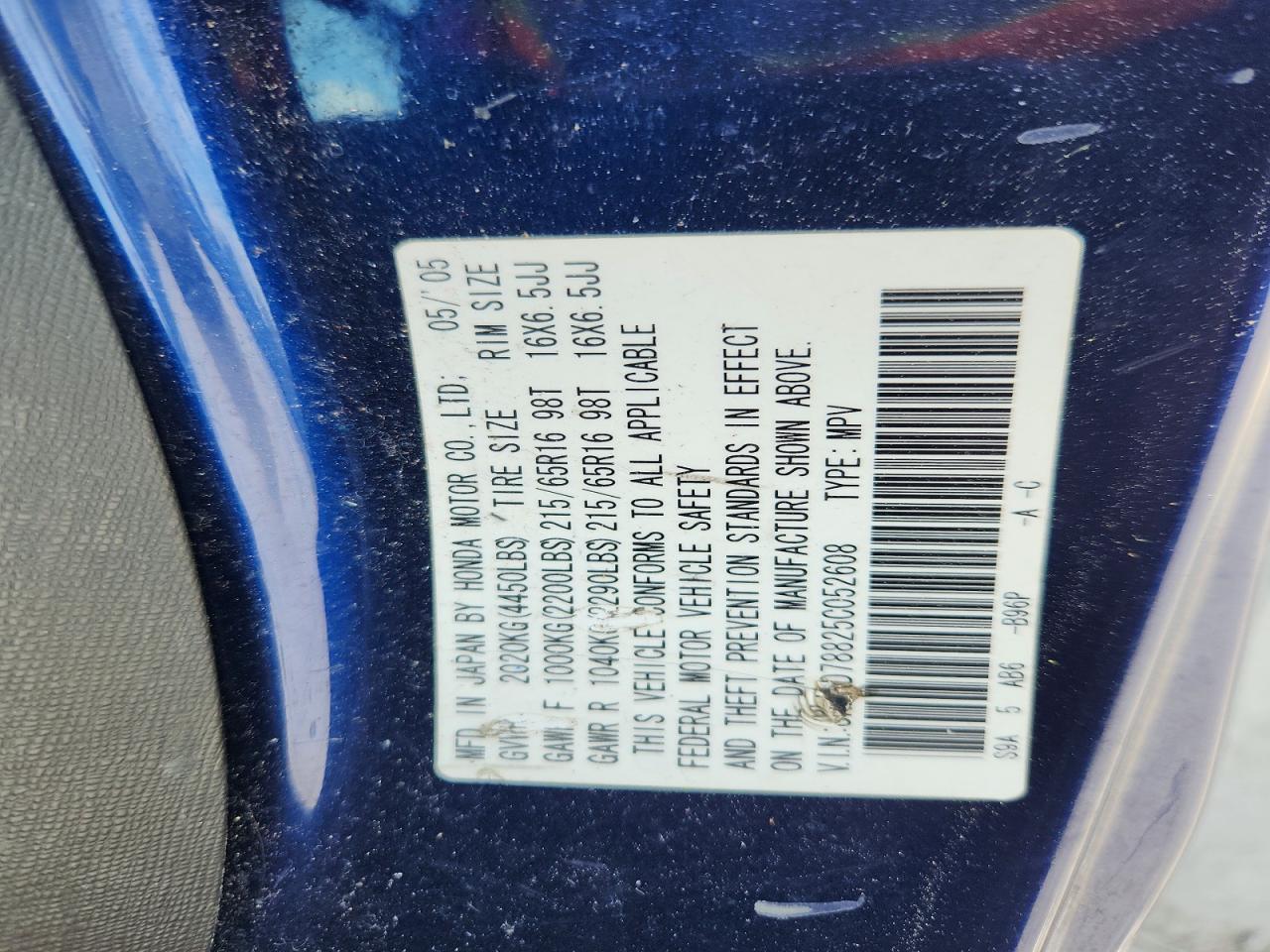 2005 HONDA CR-V EX photo 23