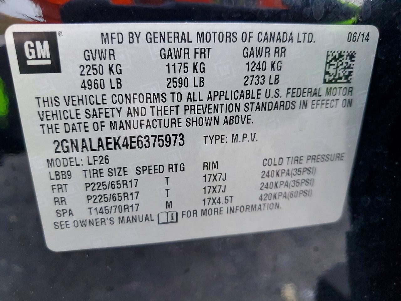 2014 CHEVROLET EQUINOX LS photo 25
