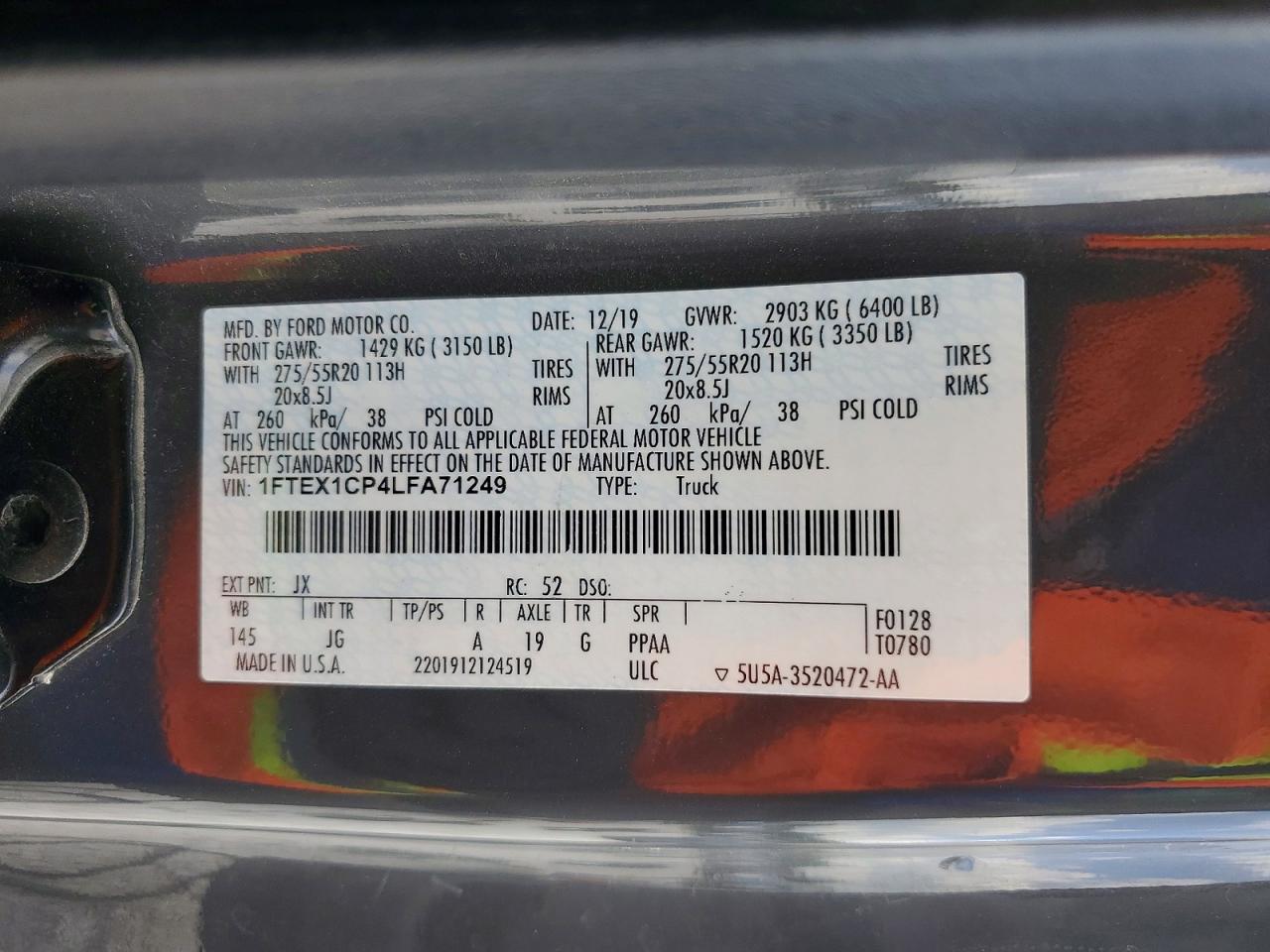 2020 FORD F150 SUPER CAB photo 12