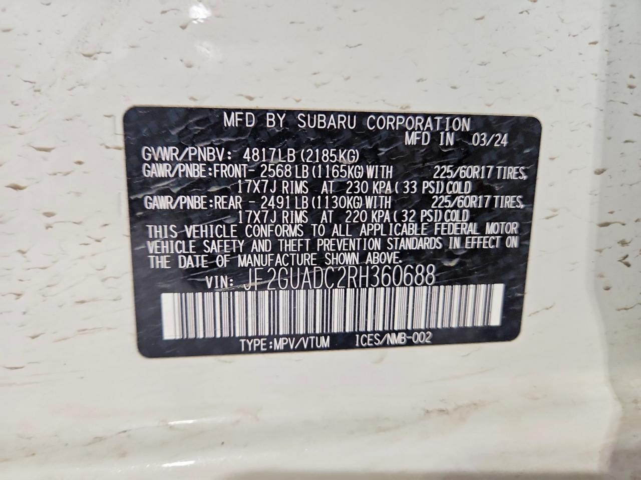 2024 SUBARU CROSSTREK PREMIUM photo 37