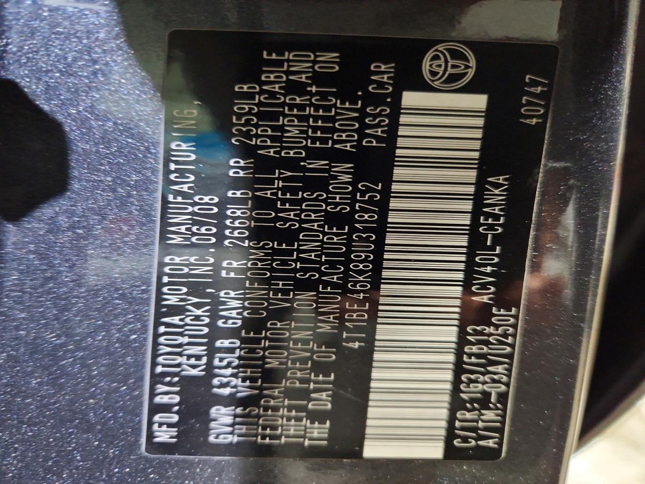 2009 TOYOTA CAMRY LE photo 23