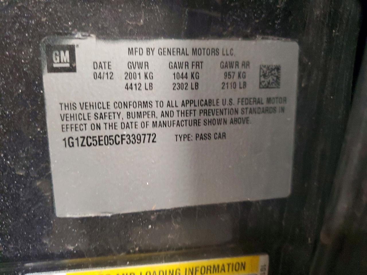 2012 CHEVROLET MALIBU 1LT photo 12