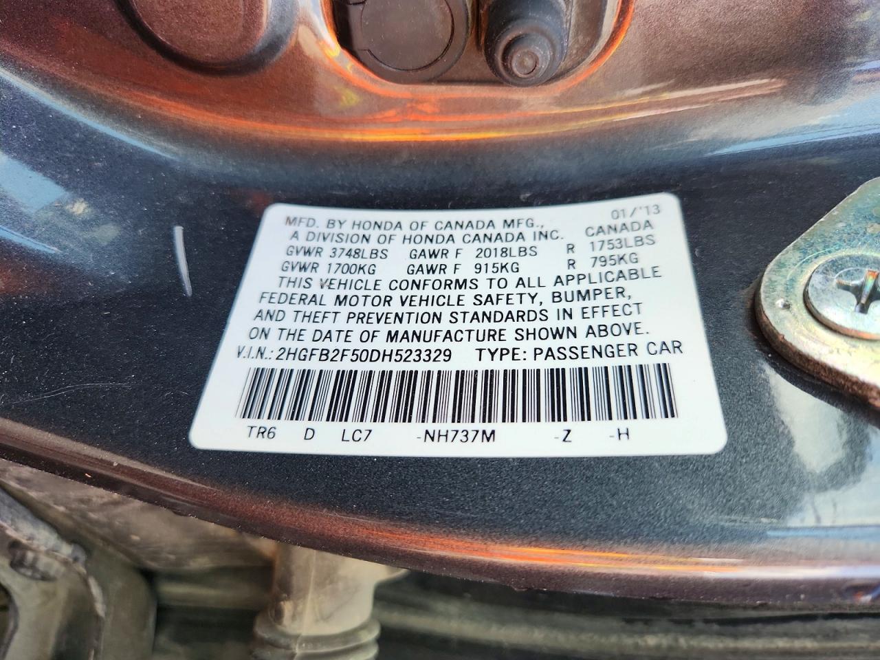 2013 HONDA CIVIC LX photo 23