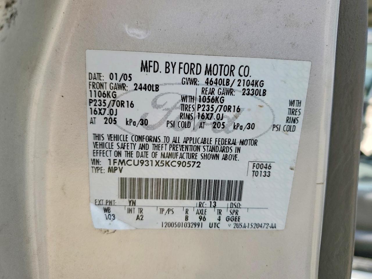2005 FORD ESCAPE XLT photo 25