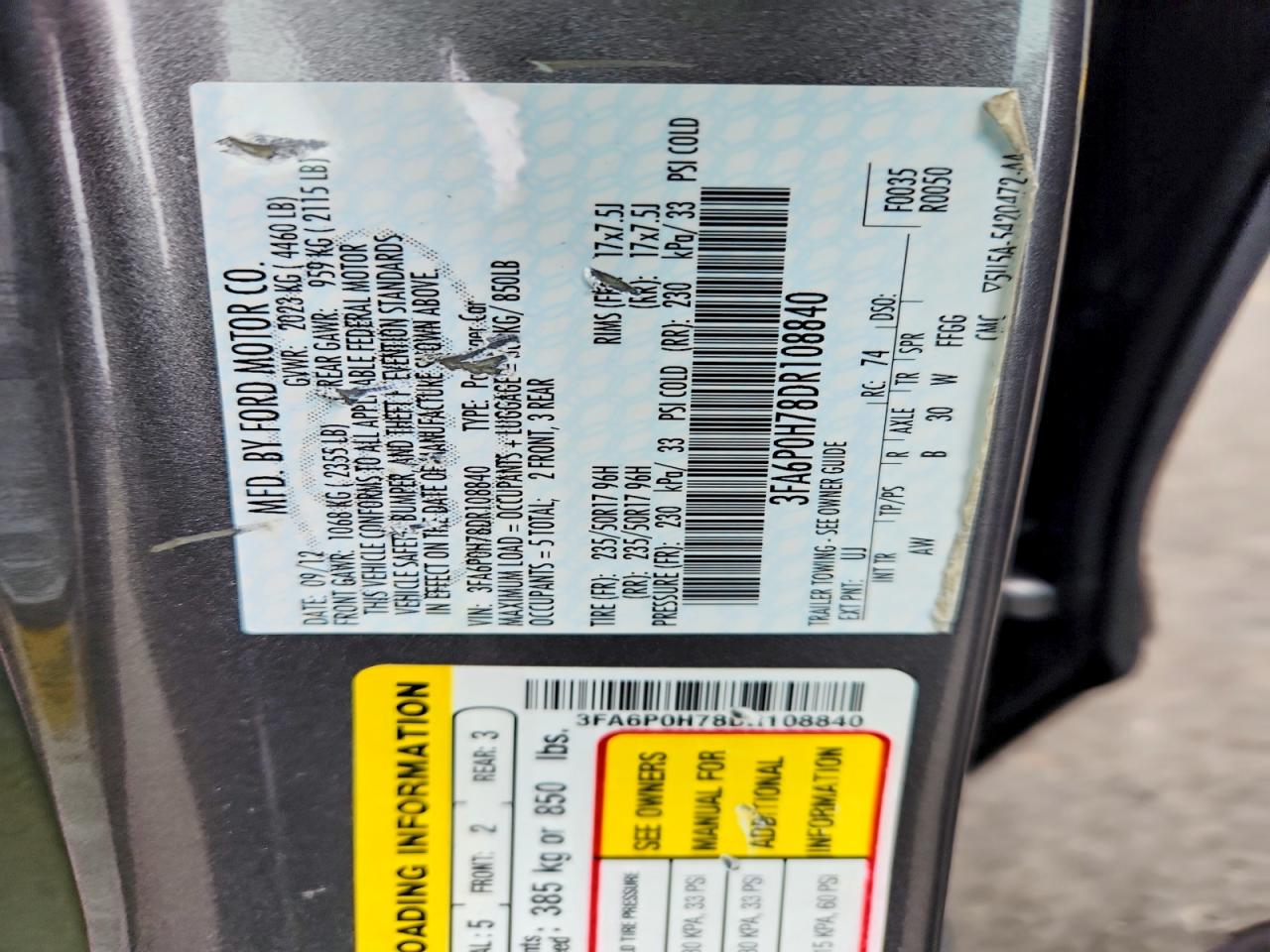 2013 FORD FUSION SE photo 23