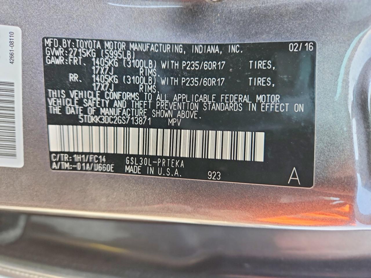 2016 TOYOTA SIENNA LE 8-PASSENGER photo 25