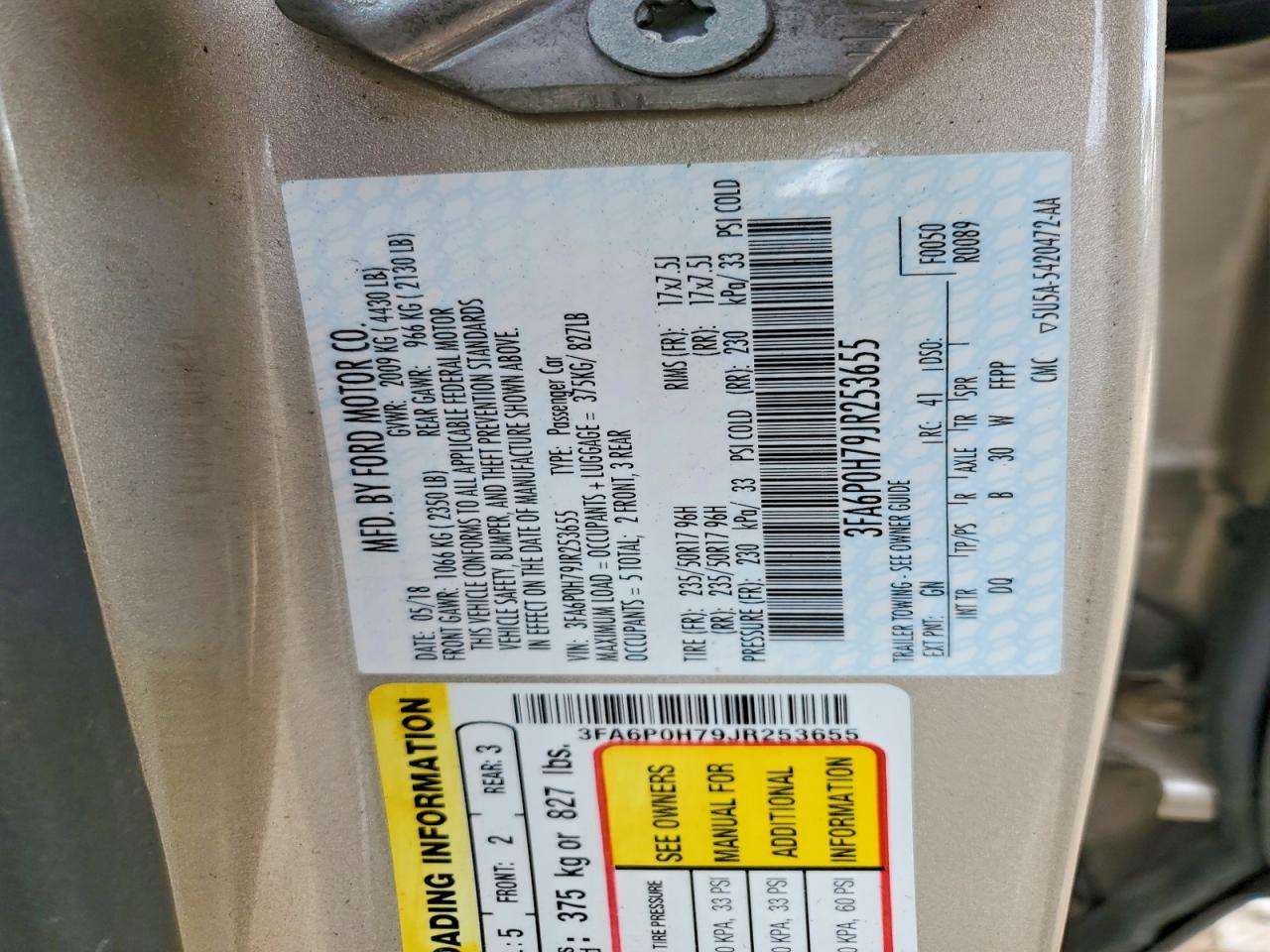 2018 FORD FUSION SE photo 12
