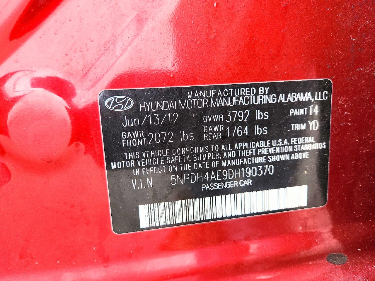 2013 HYUNDAI ELANTRA GLS photo 12