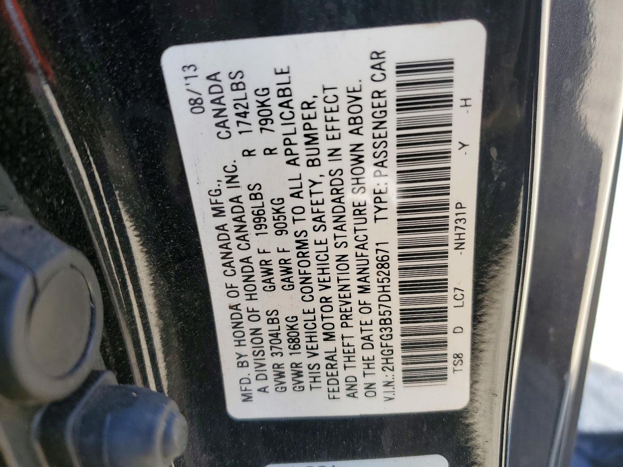 2013 HONDA CIVIC LX photo 12