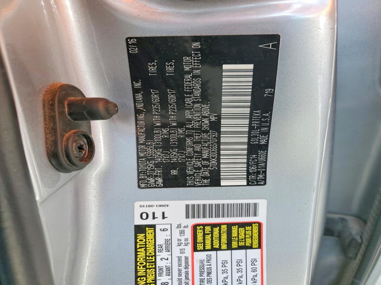 2016 TOYOTA SIENNA LE 8-PASSENGER photo 27