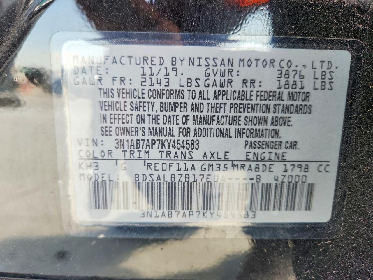 2019 NISSAN SENTRA S photo 34