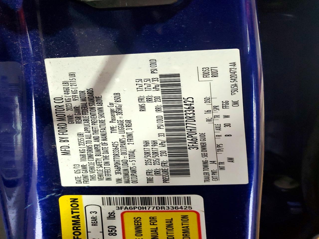2013 FORD FUSION SE photo 23