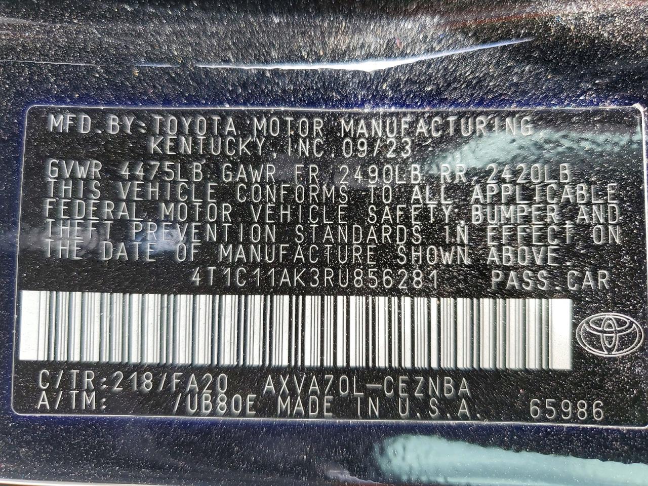 2024 TOYOTA CAMRY LE photo 13