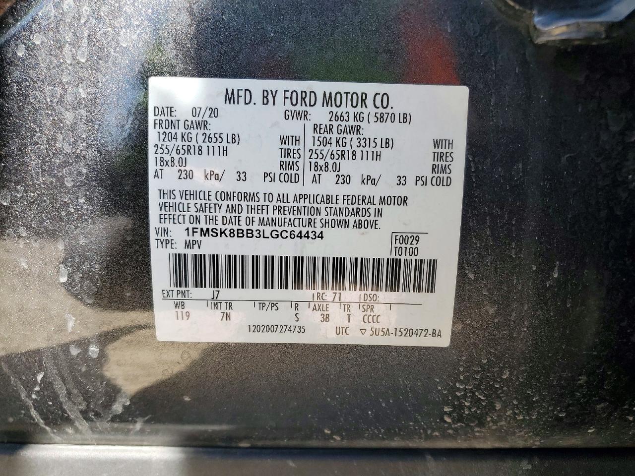 2020 FORD EXPLORER photo 13
